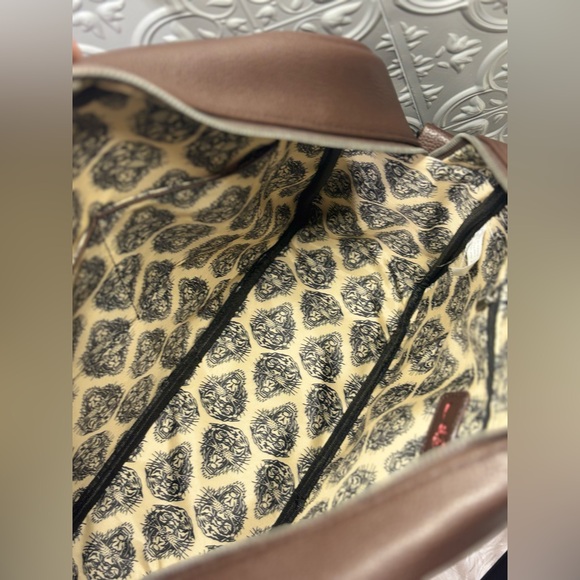 Ed Hardy nwt brown pink skull faux leather large tote weekender bag purse biker - Picture 9 of 10